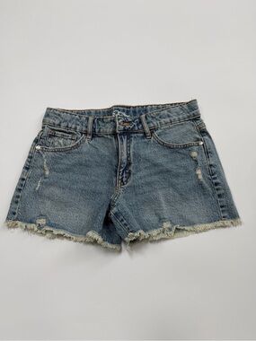 Girls Art Class Distressed Denim Cutoff Shorts - Medium Blue - size XL (14)